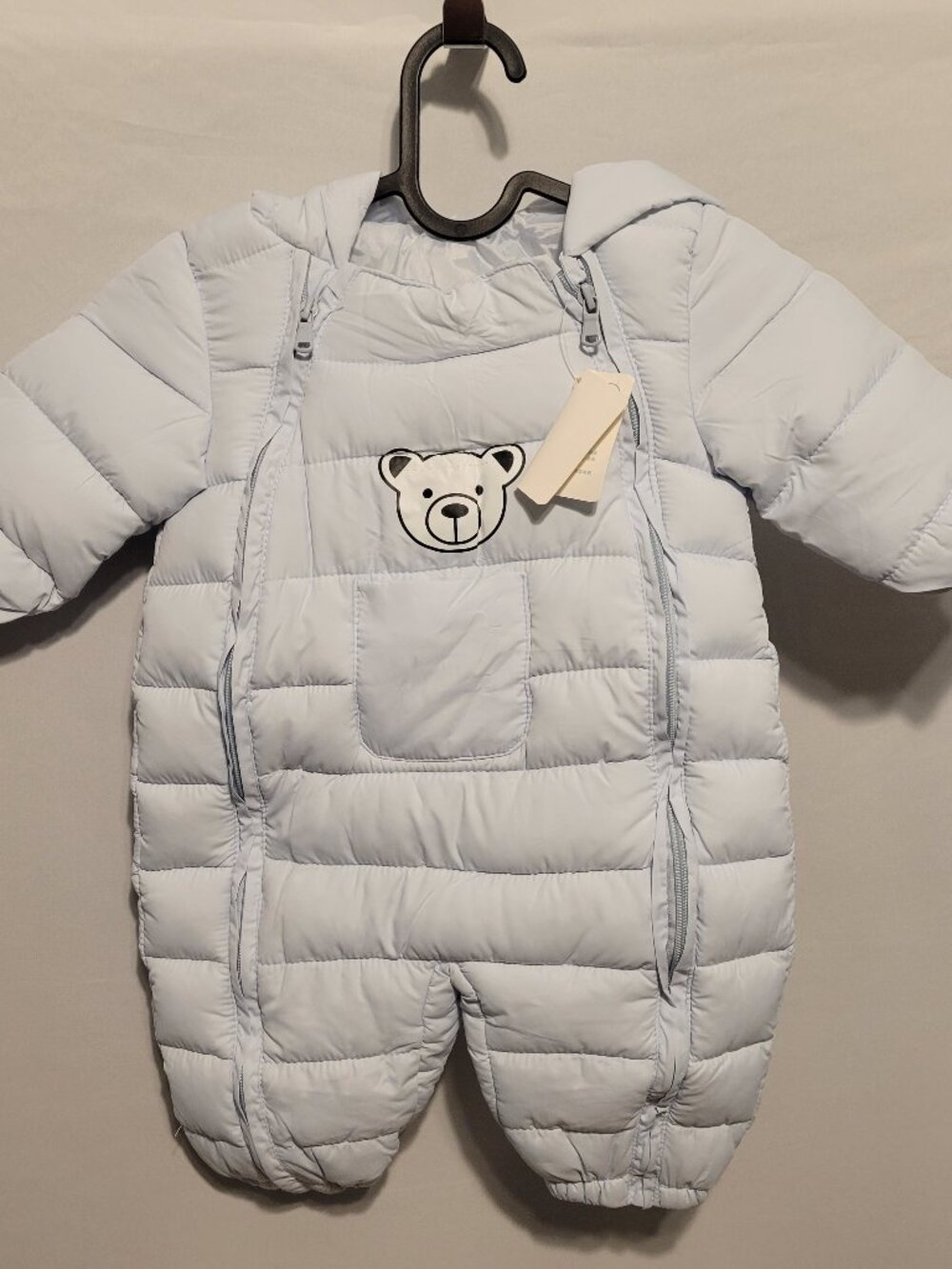 Light Blue Infant/Newborn Boy Girl Hooded Zip Jumpsuit 6-9 (size 70)jm248